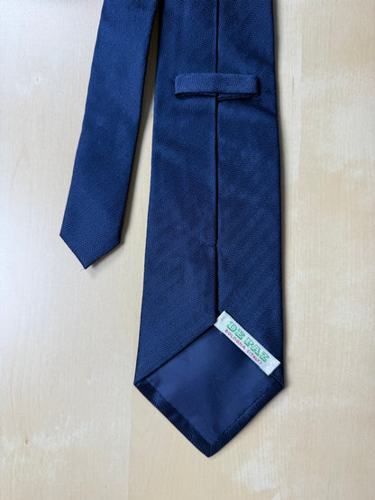 Cravatta De Paz blu tinta unita herringbone