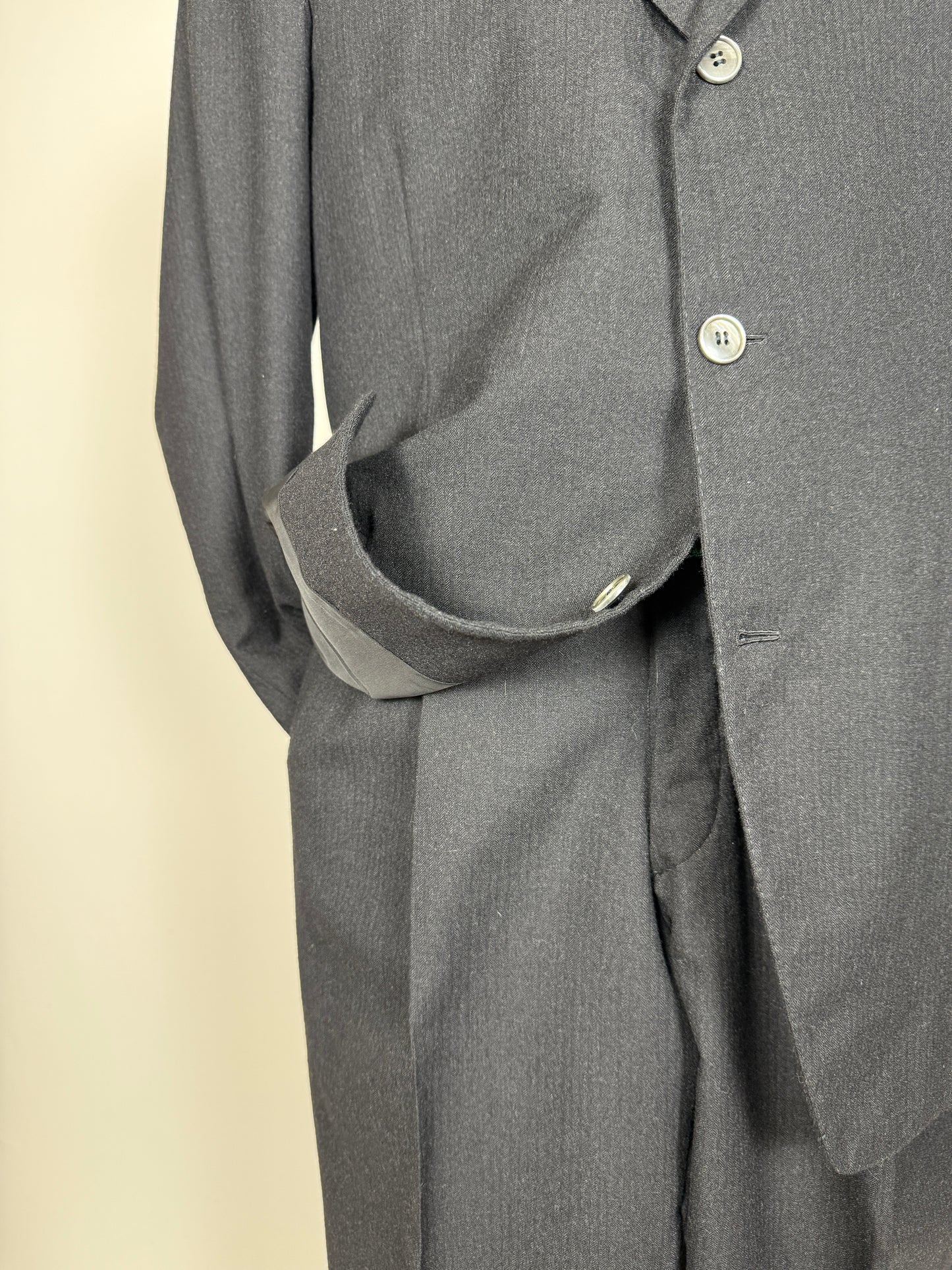 Completo sartoriale anni ‘60 flanella antracite micro spigato - tg. 54