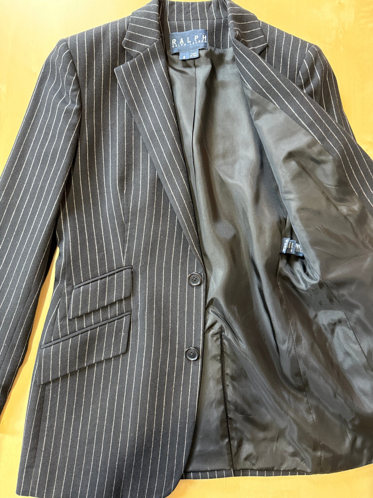 Tailleur Ralph Lauren gessato taglio maschile in lana e cashmere - tg. 40