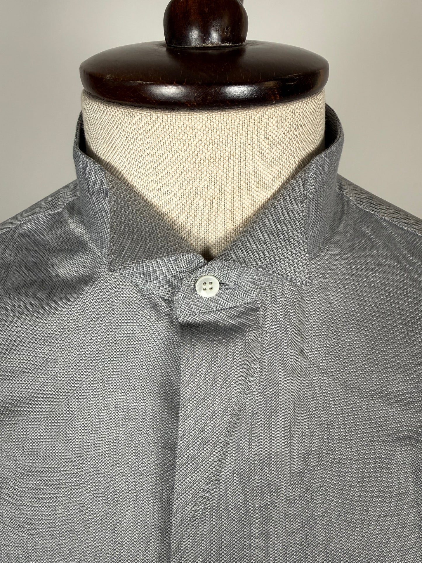 Camicia da sera in piquet grigio collo diplomatico - M collo 41