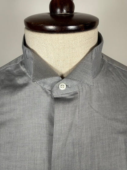 Camicia da sera in piquet grigio collo diplomatico - M collo 41