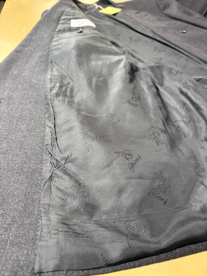 Completo Brioni doppiopetto anni '80 flanella antracite gessato - tg. 56