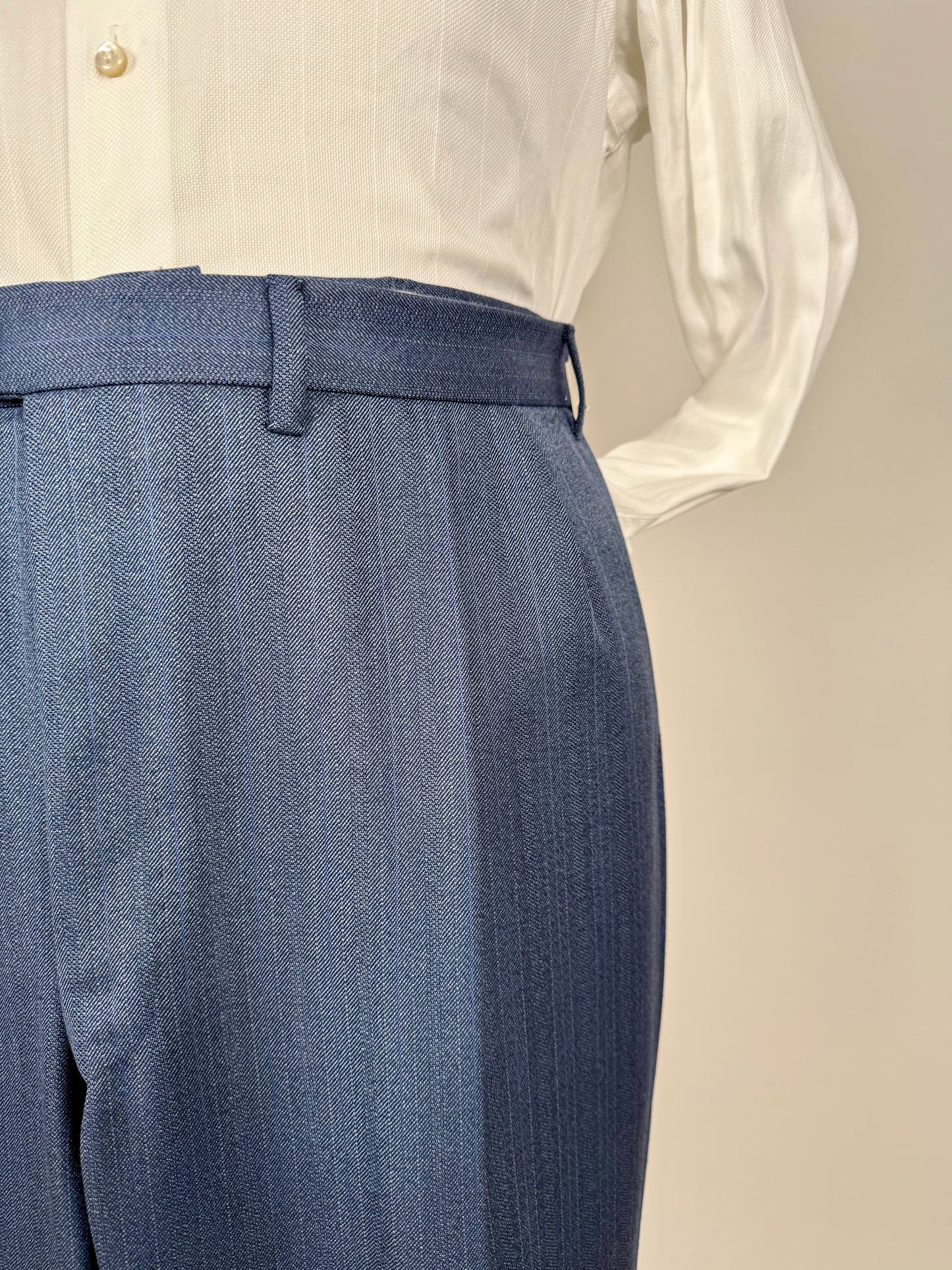 Completo sartoriale tessuto E. Zegna lana pettinata blu - tg. 54/56 drop basso