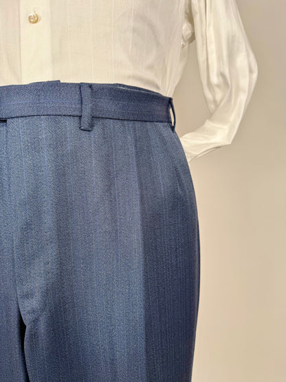 Completo sartoriale tessuto E. Zegna lana pettinata blu - tg. 54/56 drop basso
