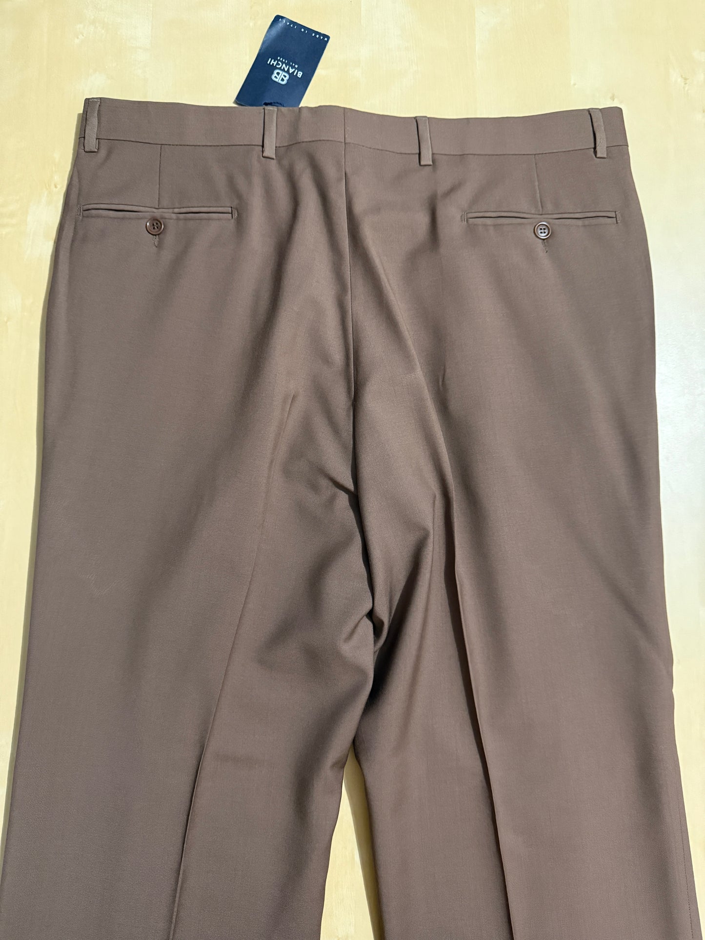 Pantalone anni '80 fresco lana marrone cacao (NOS) - tg. 54