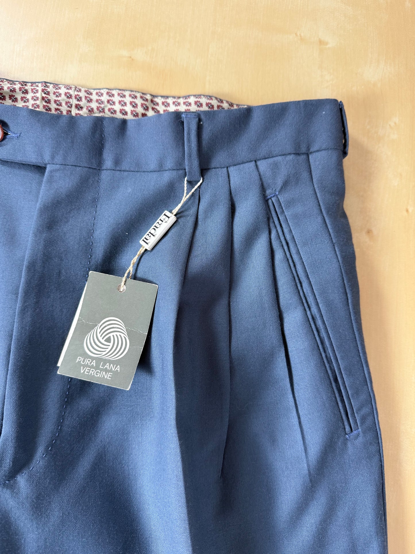 Pantaloni fresco lana verde petrolio 3 pinces anni '80 - tg. 48