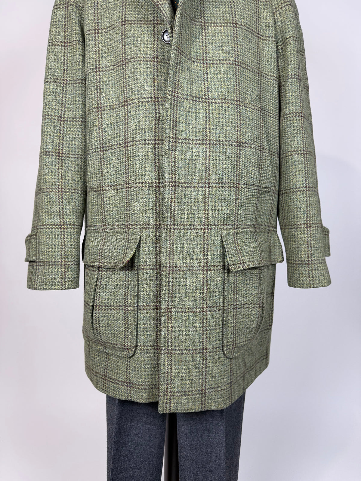 Cappotto raglan De Paz tweed verde cachi - tg. 54-56