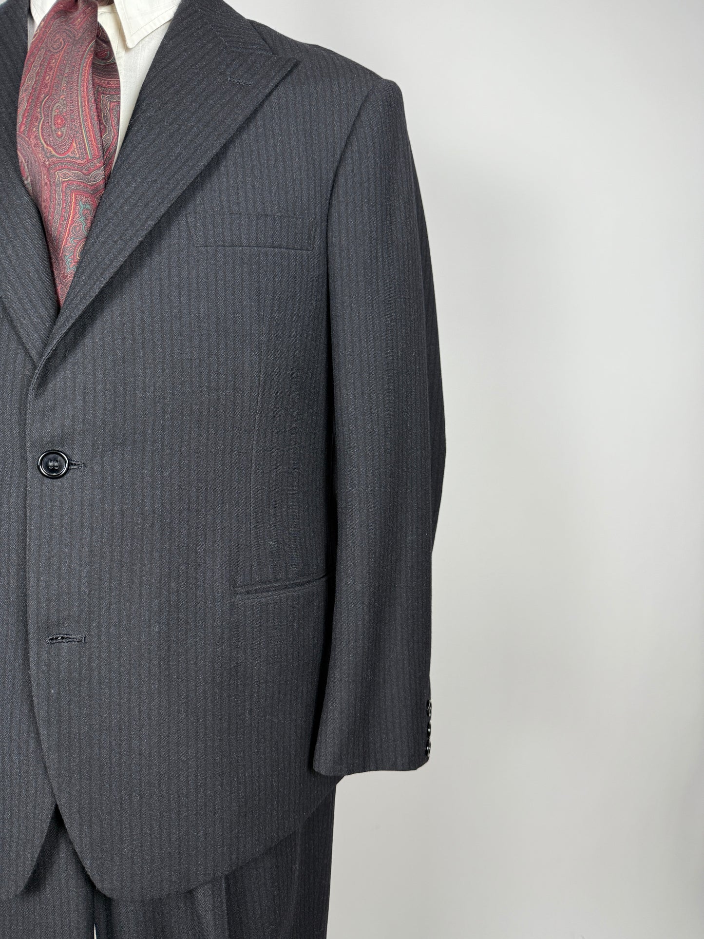 Completo sartoriale anni ‘50/‘60 monopetto revers a lancia - tg. 50 corta