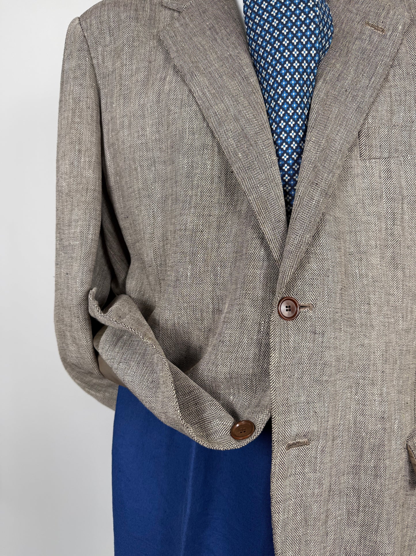 Giacca sartoriale in puro lino herringbone - tg. 60/62