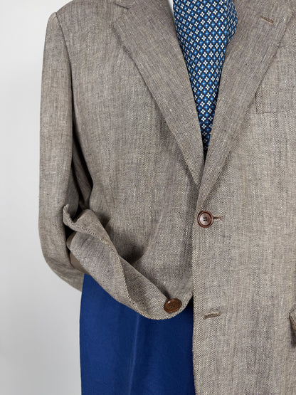 Giacca sartoriale in puro lino herringbone - tg. 60/62