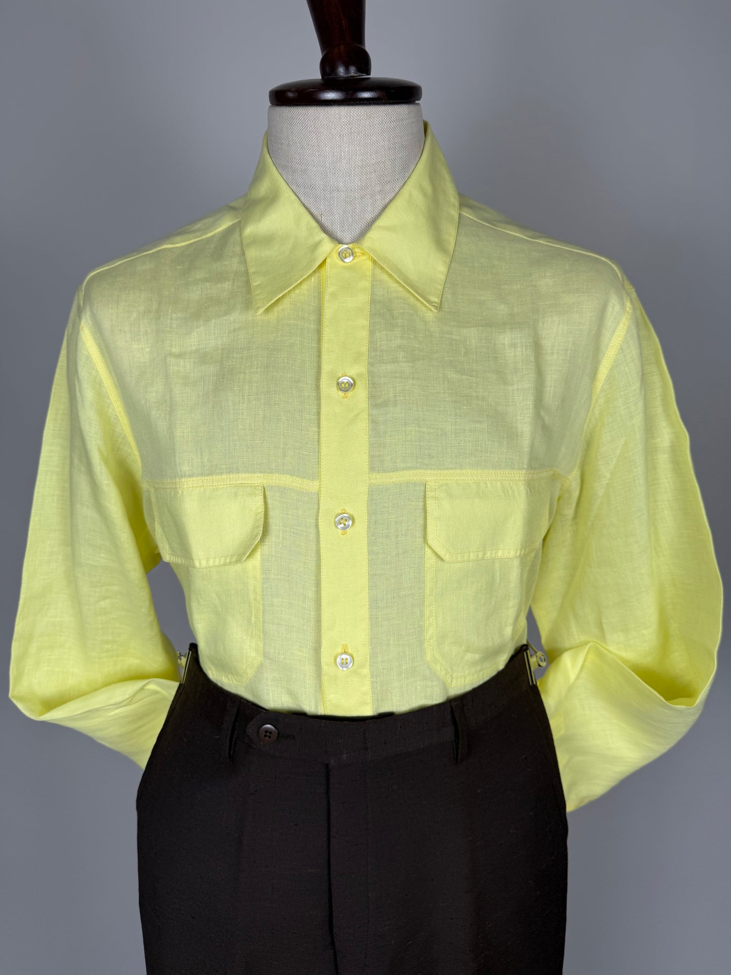Camicia in lino giallo lime - L/XL collo 43