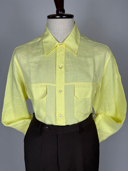 Camicia in lino giallo lime - L/XL collo 43