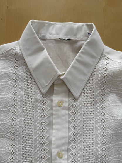 Camicia anni ‘70 con ricami traforati - XS/S collo 38