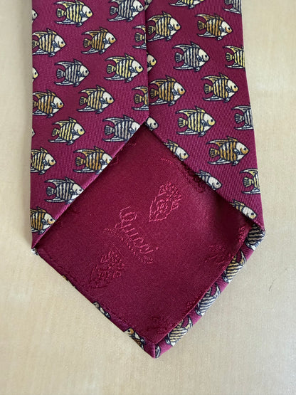 Cravatta Gucci bordeaux con pesci