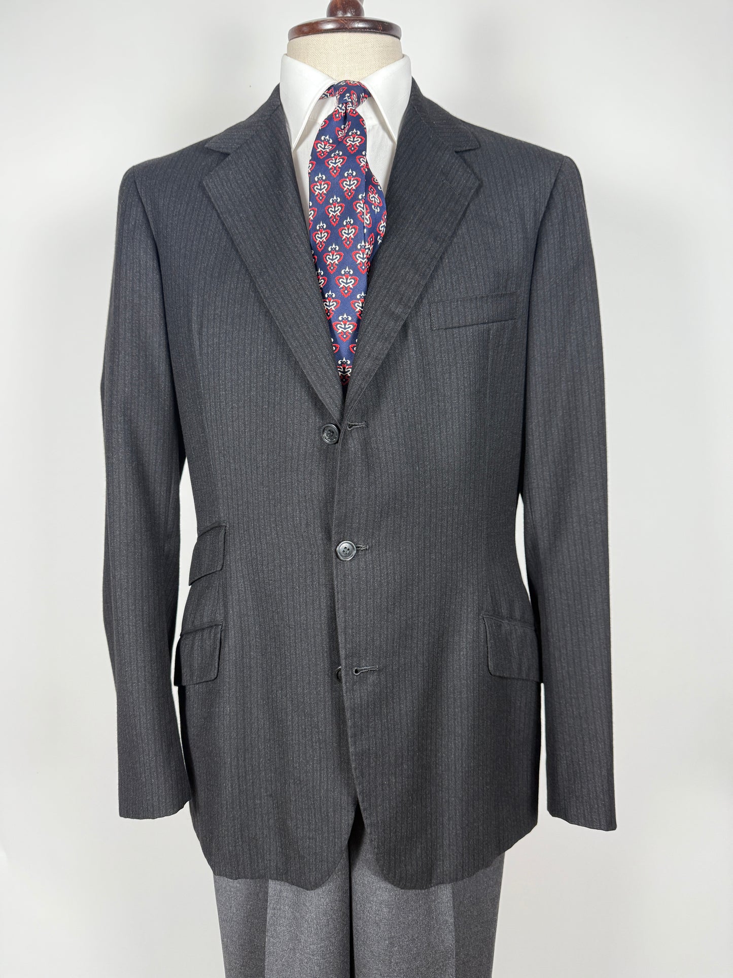 Giacca anni '50/'60 flanella antracite gessato - tg. 50/52