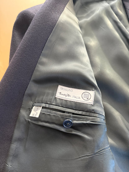 Blazer anni ‘70/‘80 flanella blu Marzotto - tg. 56/58