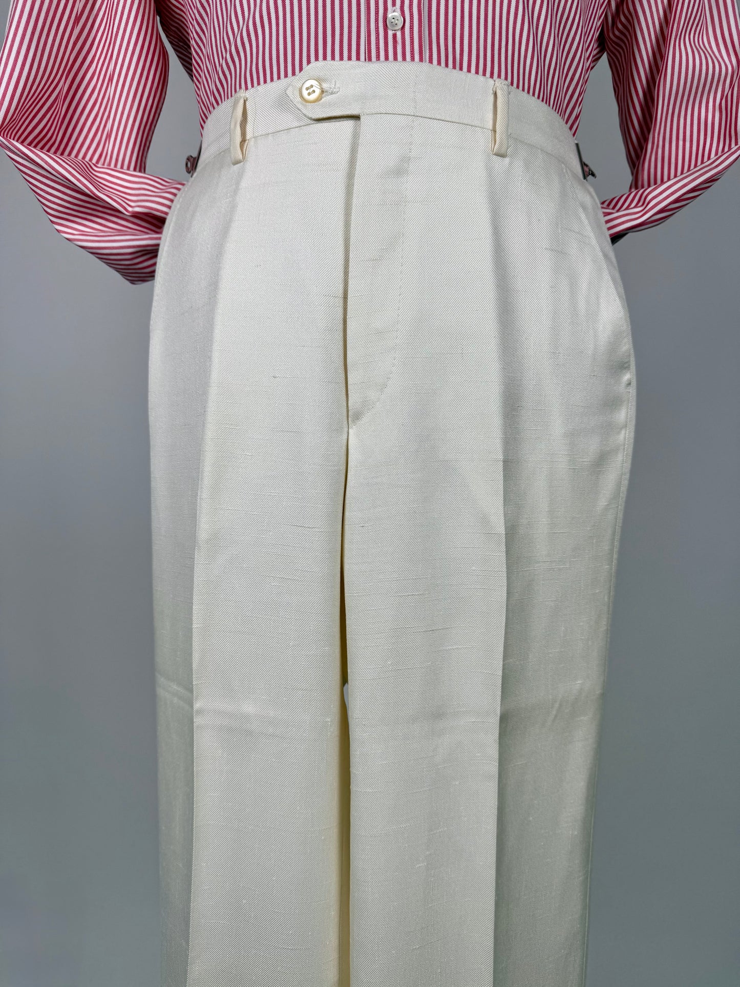 Completo 3 pezzi anni '70 seta shantung avorio - tg. 42/44