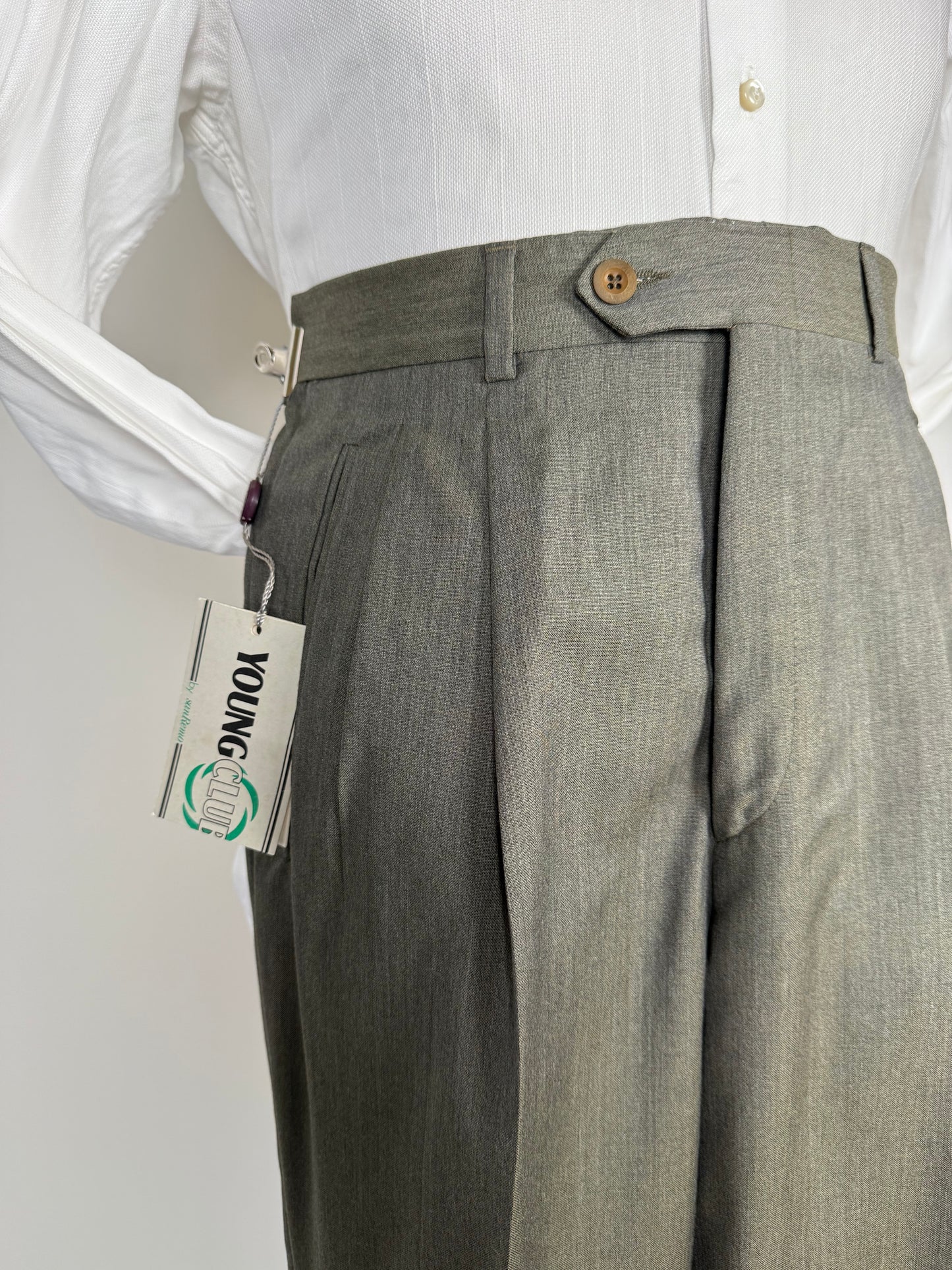 Pantaloni fresco lana verde scuro/cachi anni '80 (NOS) - tg. 46/48