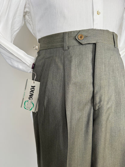 Pantaloni fresco lana verde scuro/cachi anni '80 (NOS) - tg. 46/48