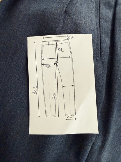 Pantaloni anni ‘80 flanella pettinata blu mélange - tg. 52
