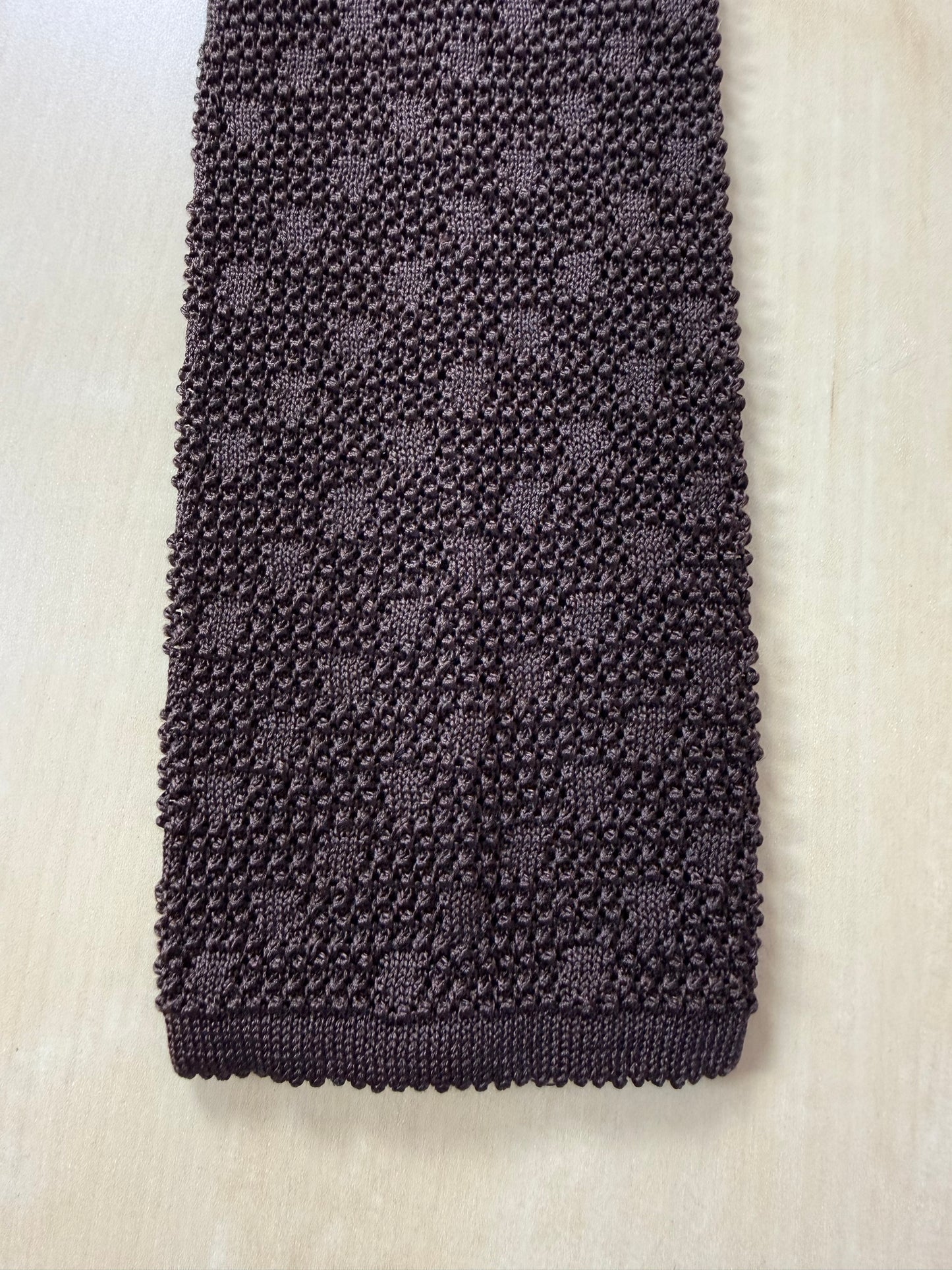 Cravatta tricot in seta marrone anni '70