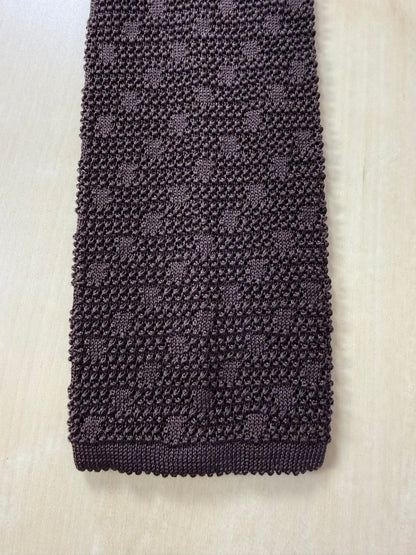 Cravatta tricot in seta marrone anni '70
