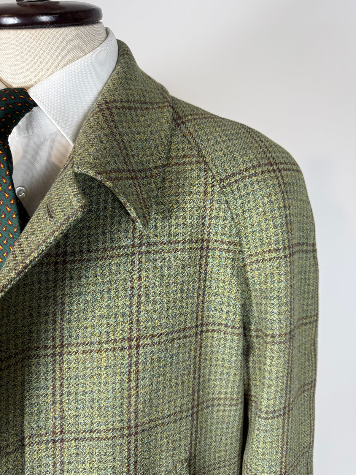 Cappotto raglan De Paz tweed verde cachi - tg. 54-56
