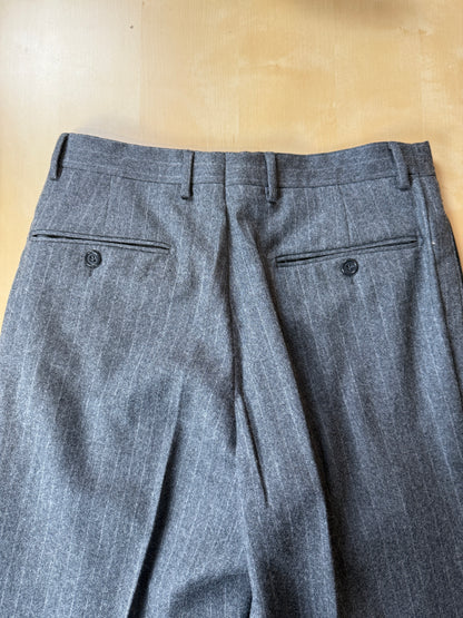 Completo doppiopetto flanella grigio gessato anni ‘80/‘90 - tg. 48/50, drop alto