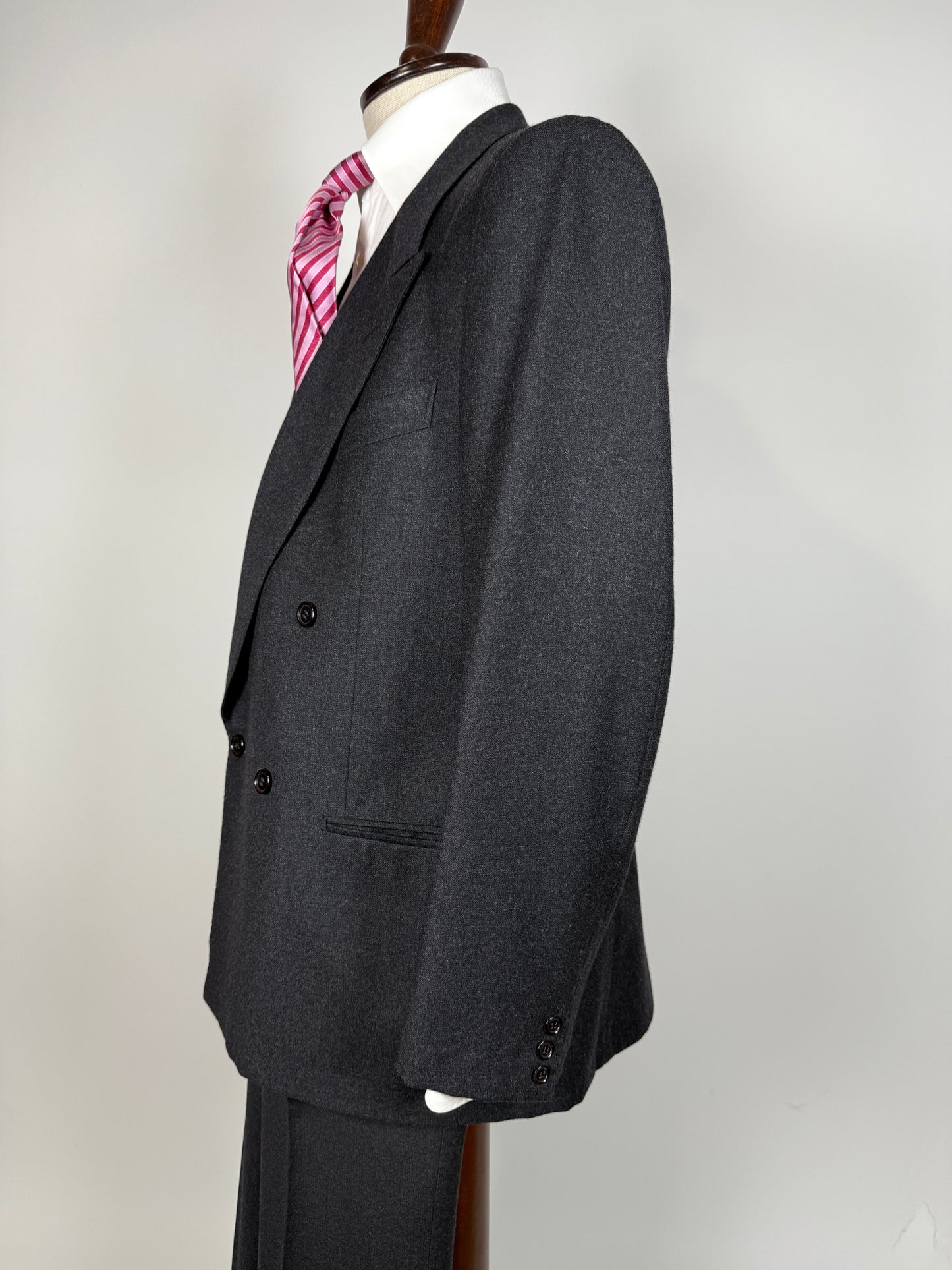 Completo doppiopetto anni ‘70/‘80 flanella antracite - tg. 52