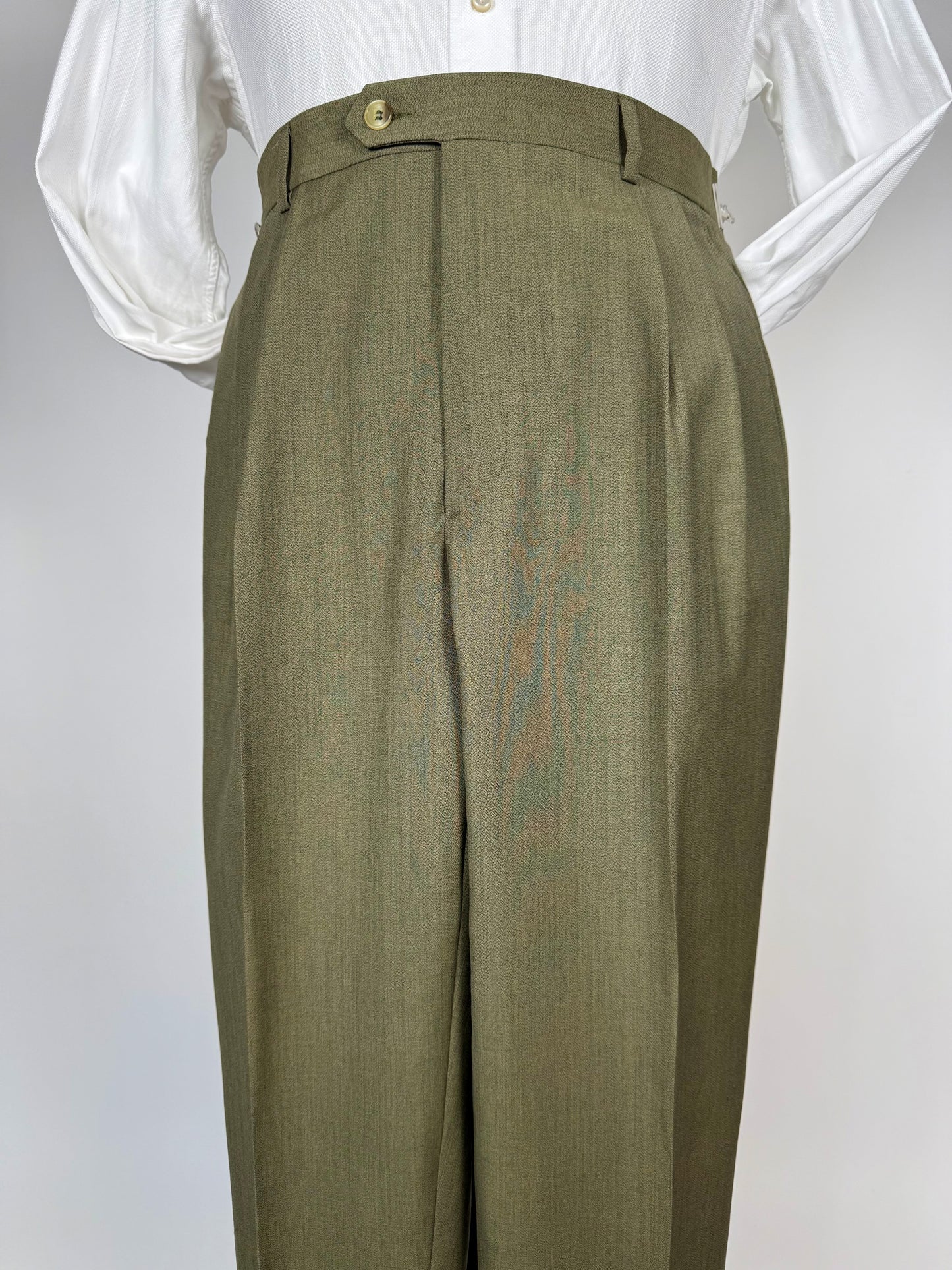 Pantaloni fresco lana verde oliva anni '80 (NOS) - tg. 50