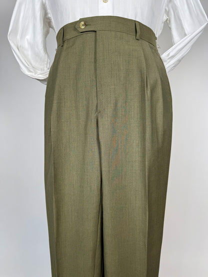 Pantaloni fresco lana verde oliva anni '80 (NOS) - tg. 50