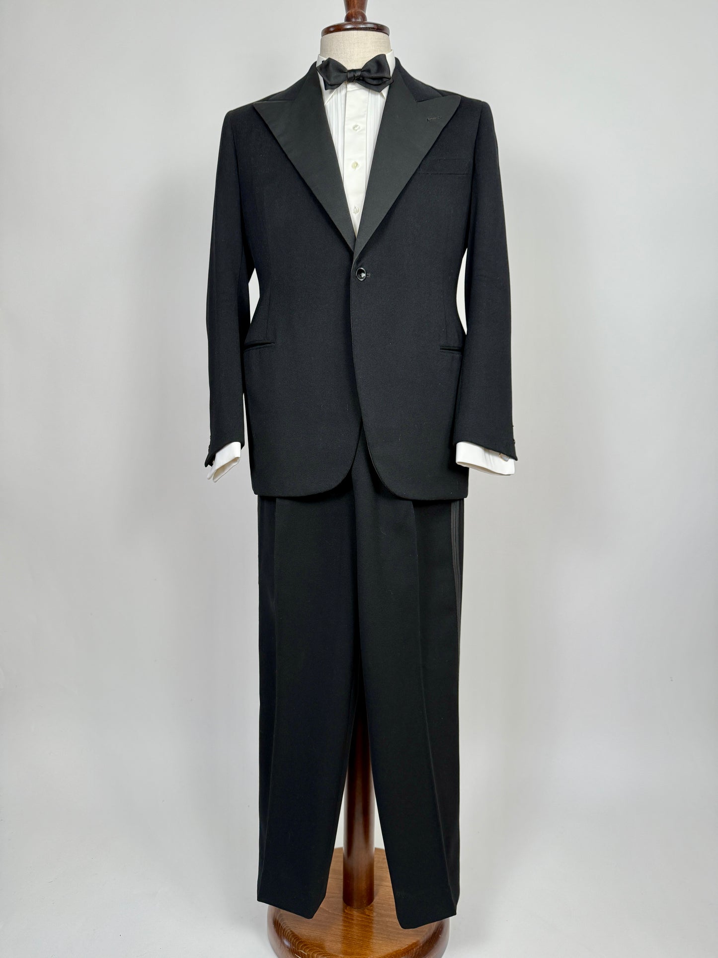 Smoking sartoriale anni ‘40/‘50 monopetto revers a lancia - tg. 46/48