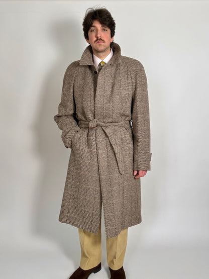 Cappotto raglan anni ‘80 tweed finestrato - tg. 54-56