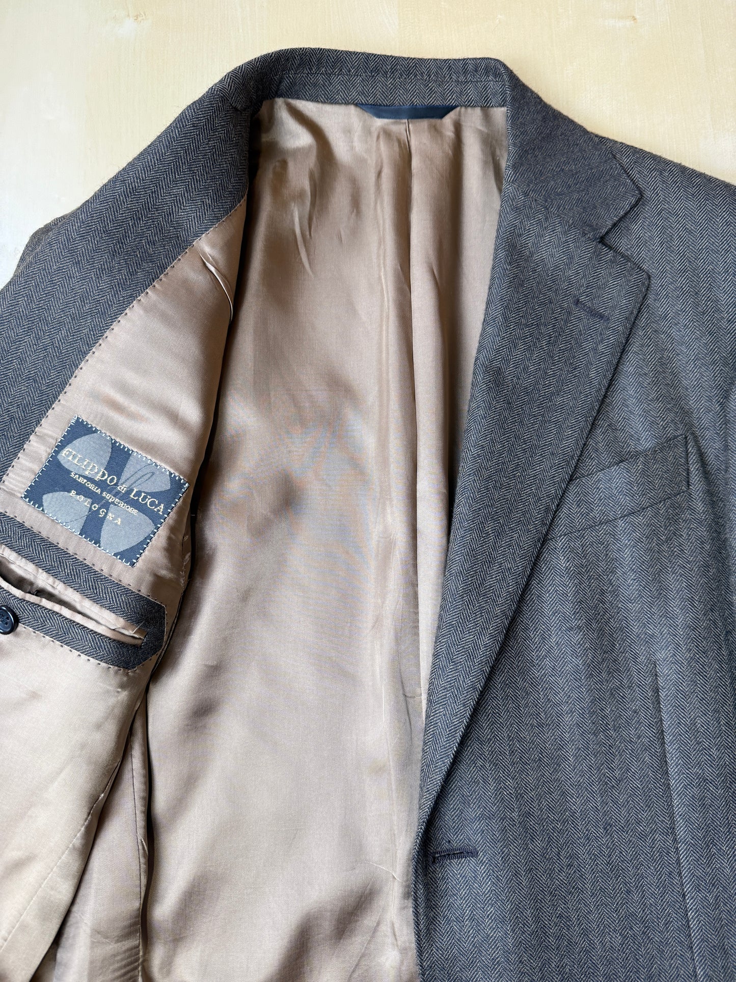 Giacca in lana e cashmere marrone spigato - tg. 44/46