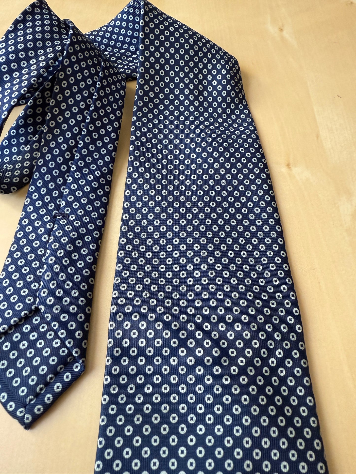 Cravatta Marinella navy micro fantasia cerchiolini