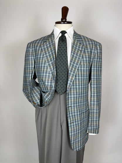 Giacca estiva Corneliani anni '80 in cotone a quadri - tg. 50