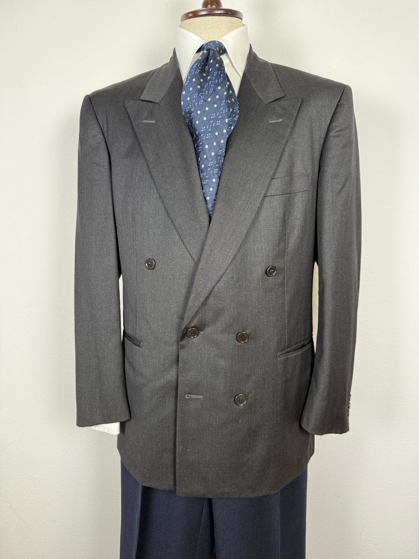 Giacca doppiopetto anni ‘80 flanella pettinata antracite - tg. 54