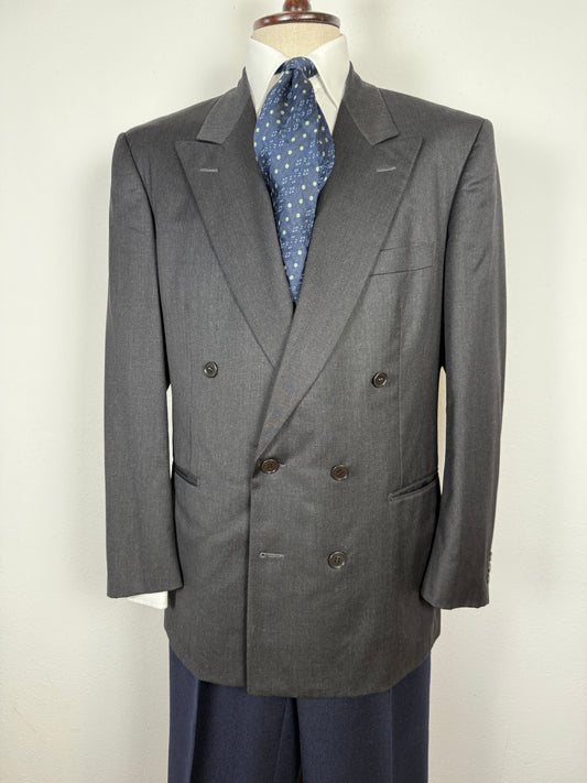 Giacca doppiopetto anni ‘80 flanella pettinata antracite - tg. 54