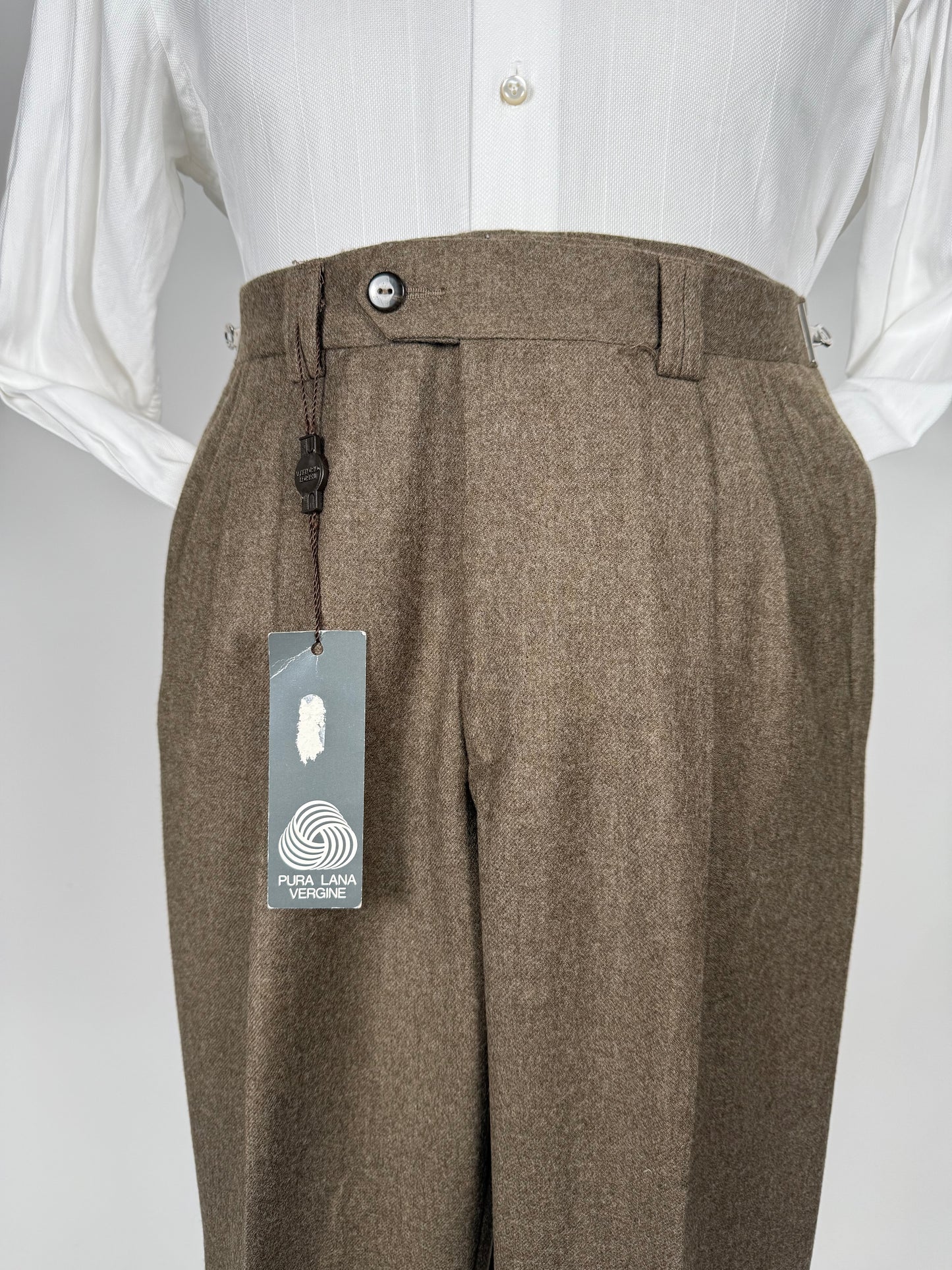 Pantaloni flanella anni ‘80 marrone tabacco (NOS) - tg. 44