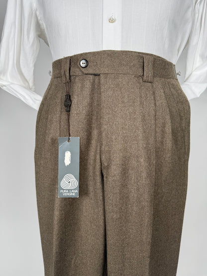 Pantaloni flanella anni ‘80 marrone tabacco (NOS) - tg. 44