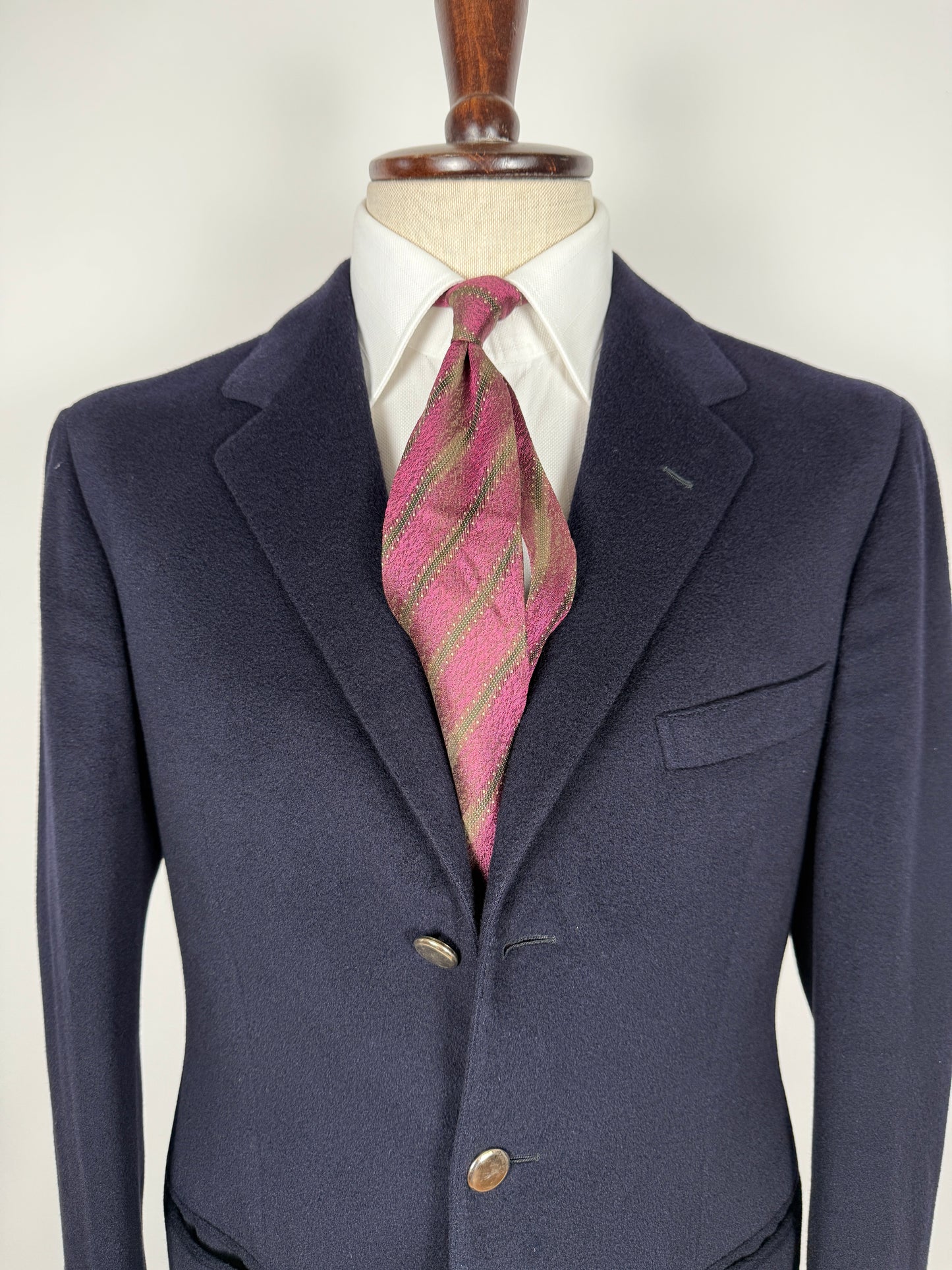 Navy blazer sartoriale anni ‘90 in panno lana e cashmere - tg. 48
