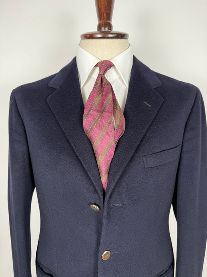 Navy blazer sartoriale anni ‘90 in panno lana e cashmere - tg. 48