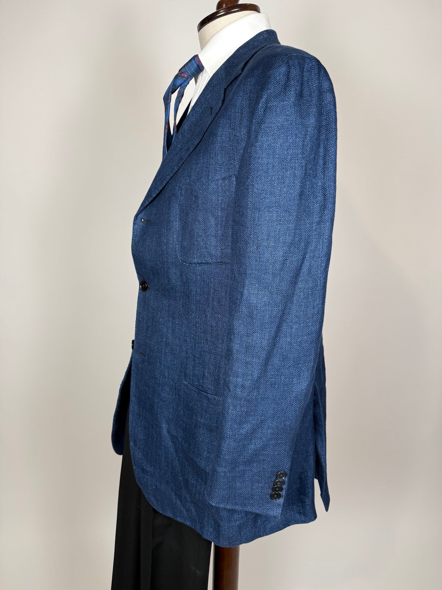 Giacca Isaia in puro lino spigato blu china - tg. 56