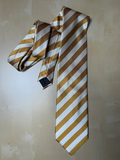 Cravatta regimental oro e panna