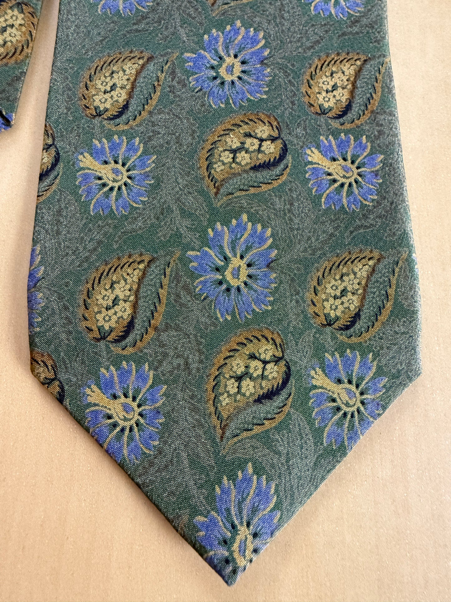 Cravatta Valentino crêpe verde fantasia floreale