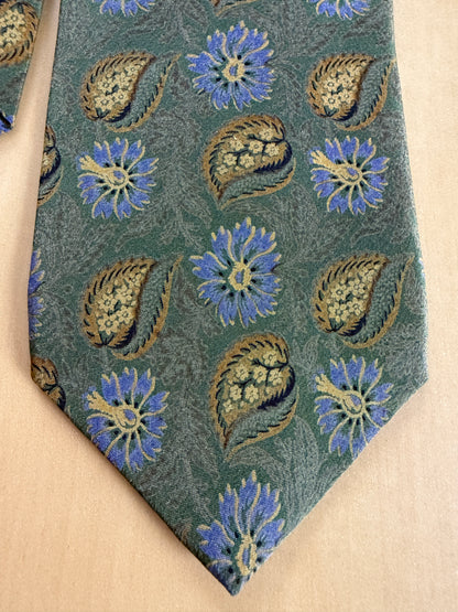 Cravatta Valentino crêpe verde fantasia floreale