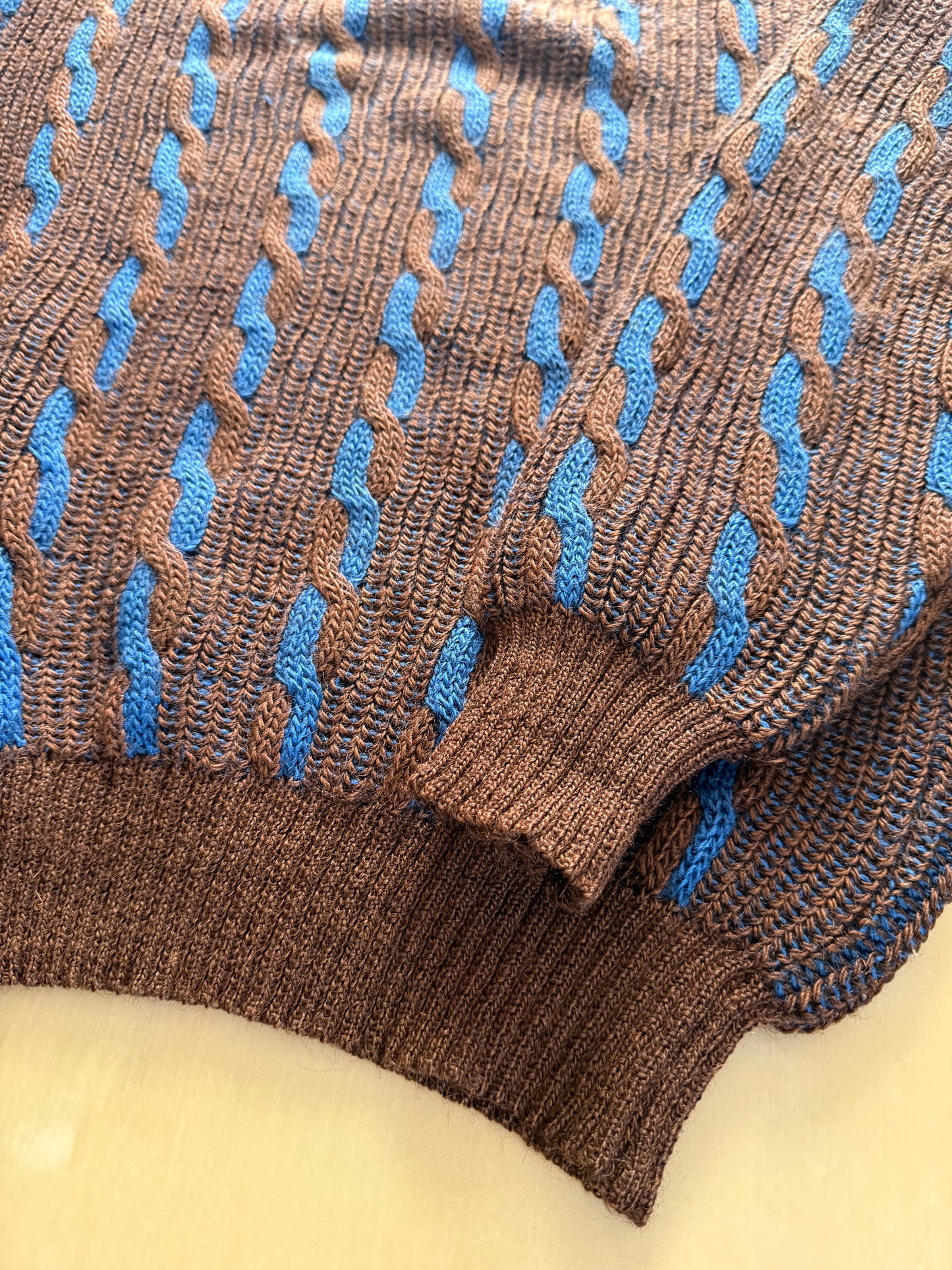 Maglione vintage a trecce in lana e mohair - L