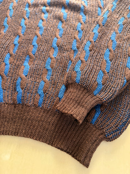 Maglione vintage a trecce in lana e mohair - L