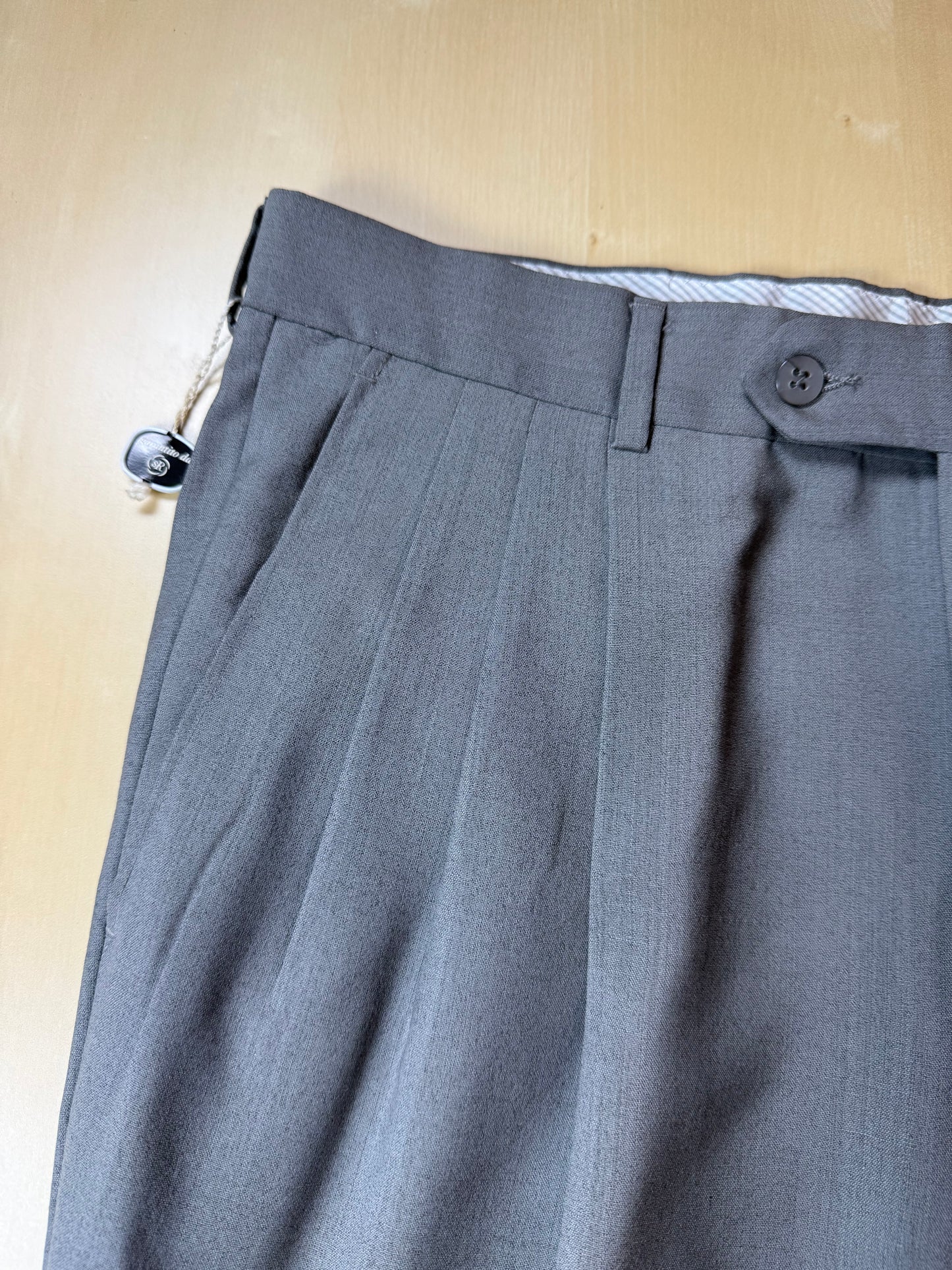 Pantaloni fresco lana salvia 3 pinces anni '80 (NOS) - tg. 50