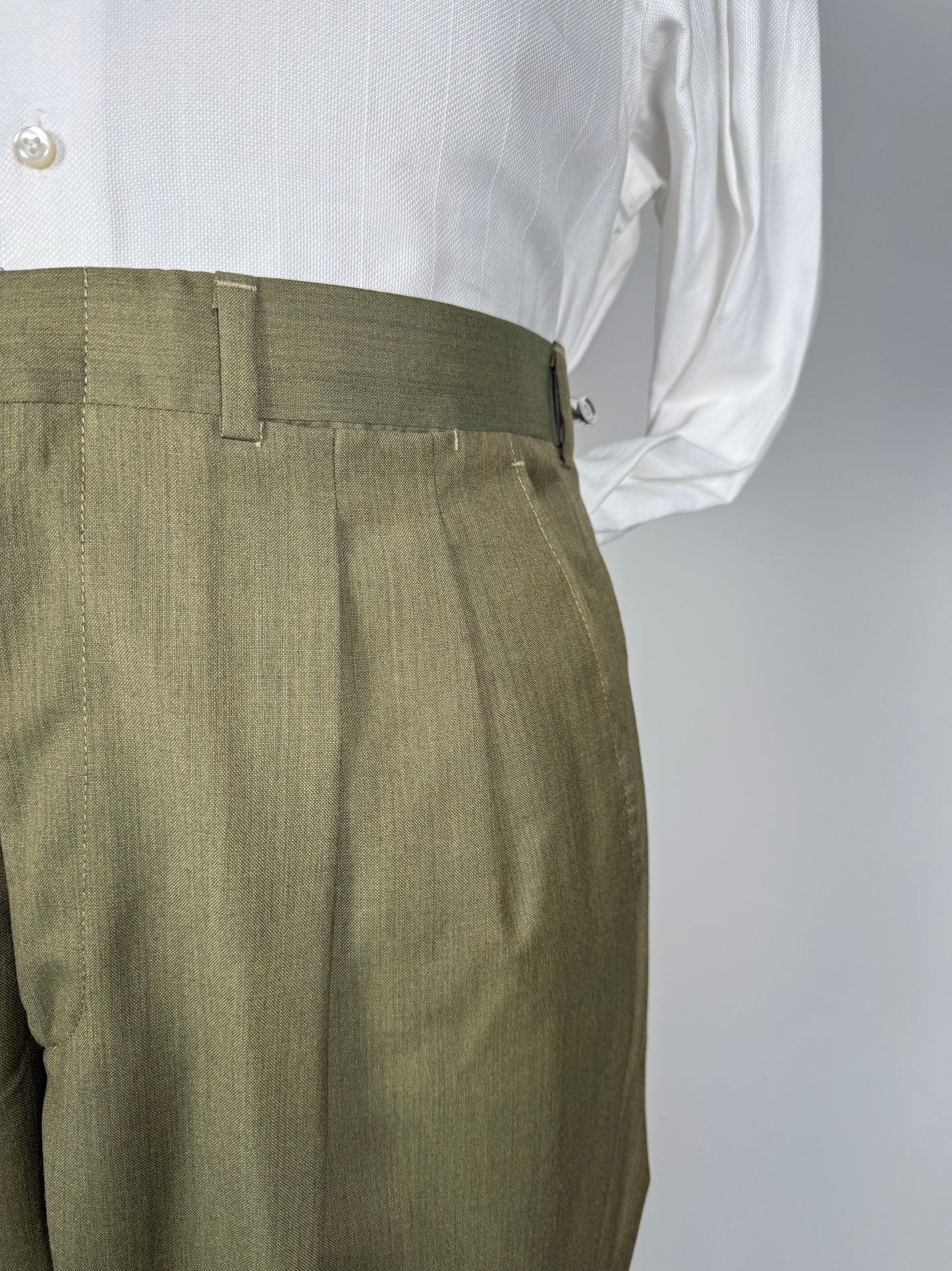 Pantaloni fresco lana verde oliva anni '80 NOS - tg. 50